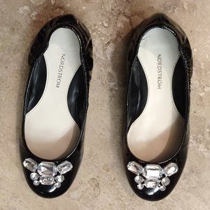 Nordstrom Geneva Lea Girls Black Leather Flats